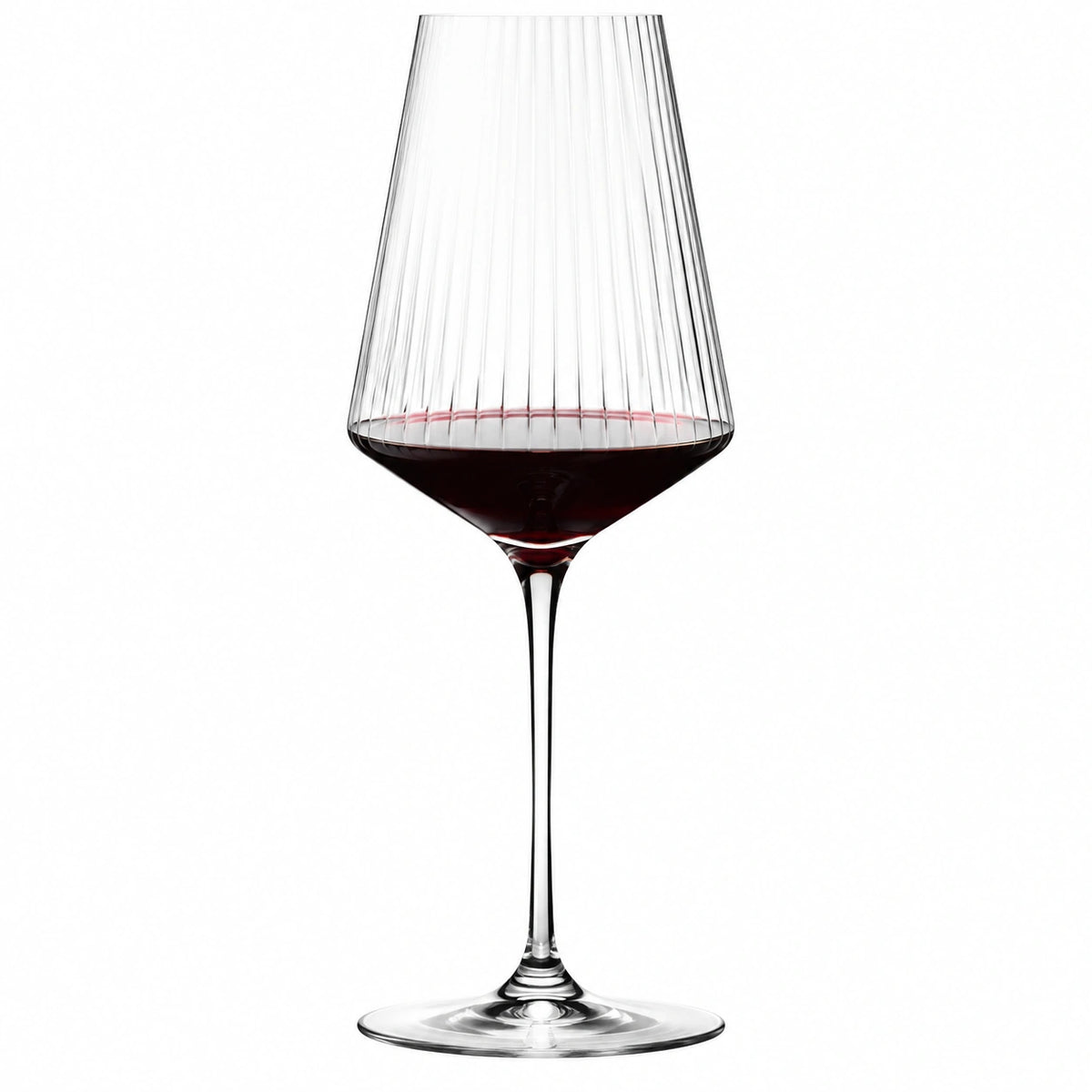 Weinglas 550 ml transparentes Glas gerippt für Rotwein mit Stiel