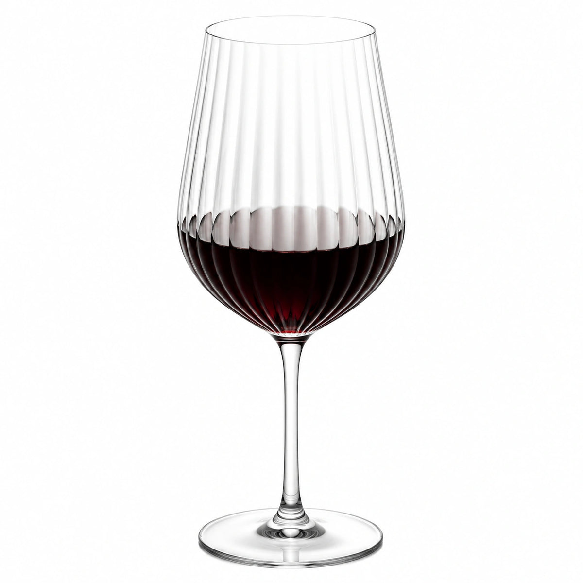 Weinglas 450 ml aus transparentem Glas mit Rillenstruktur für Rotwein