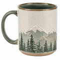 Keramiktasse 400 ml Beige Grün mit Bergwald-Relief für Heißgetränke