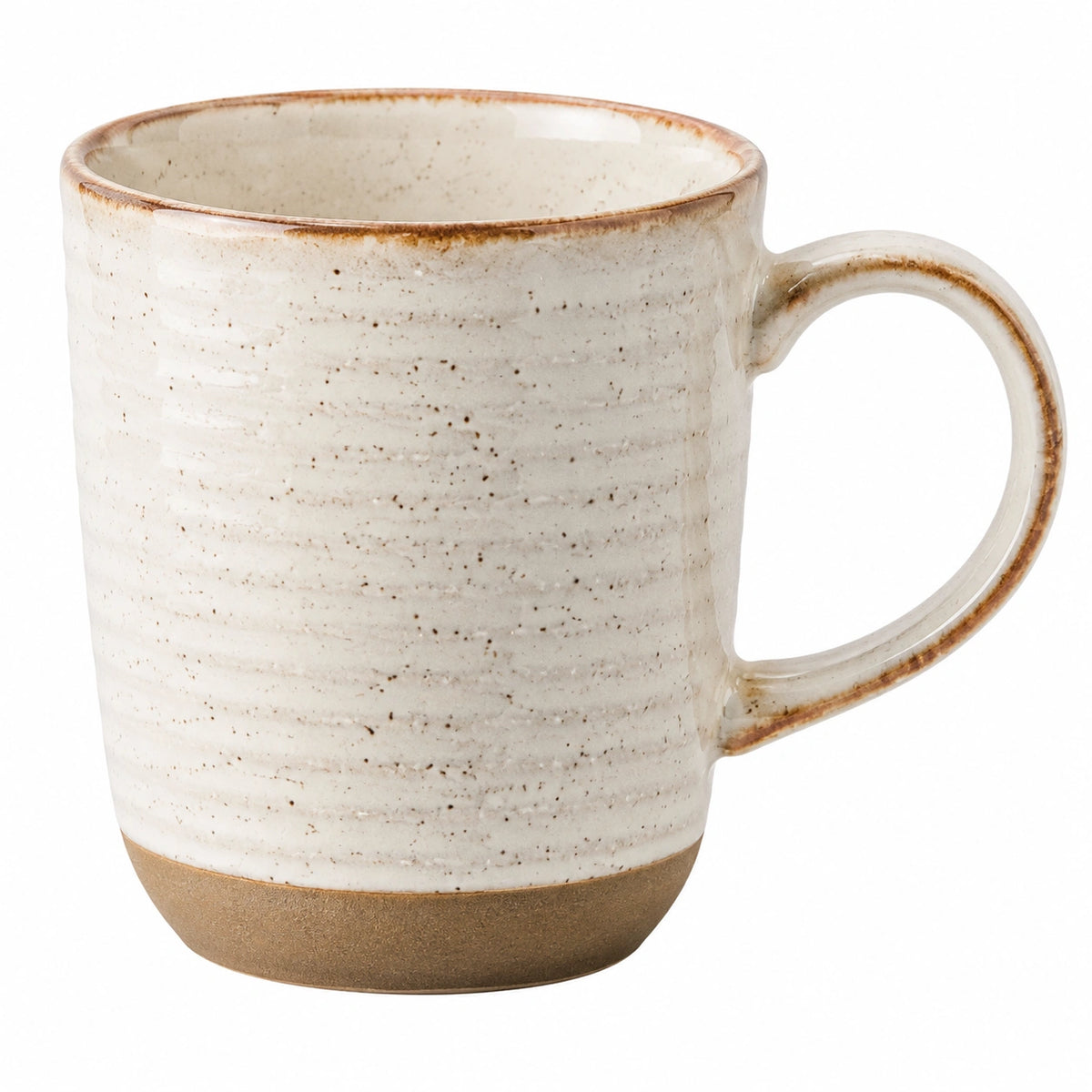 Keramiktasse 350 ml aus Keramik cremebraun im rustikalen Stil mit Henkel