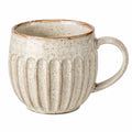 Keramiktasse 400 ml Beige - geriffelte Kaffeetasse mit Henkel