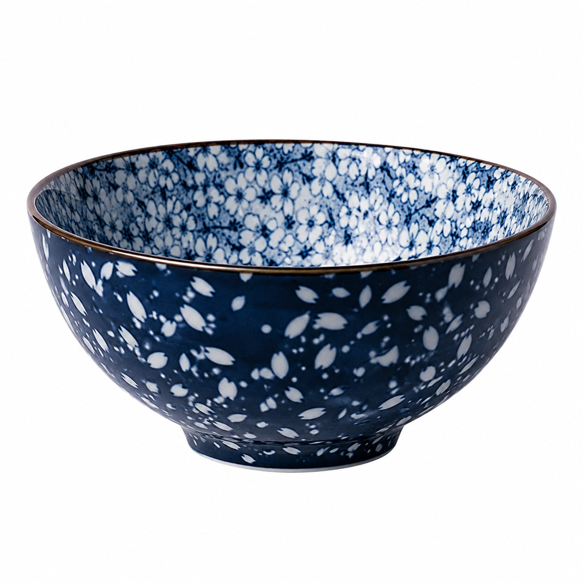 Keramikschüssel 18 cm blau weiß mit Blumenmuster für Speisen