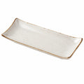 Servierplatte 30 x 15 cm Keramik Cremeweiß rechteckig rustikal