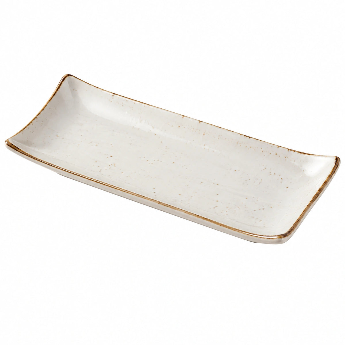 Servierplatte 30 x 15 cm Keramik Cremeweiß rechteckig rustikal