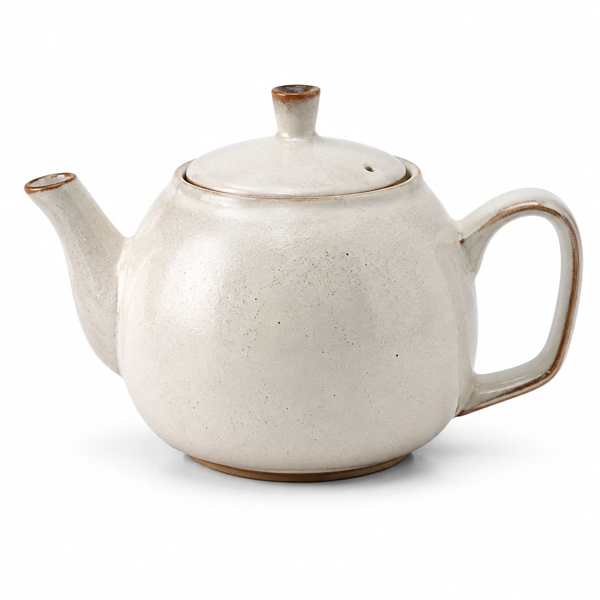Teekanne 1.20 L aus Keramik in Creme Braun mit Deckel für losen Tee